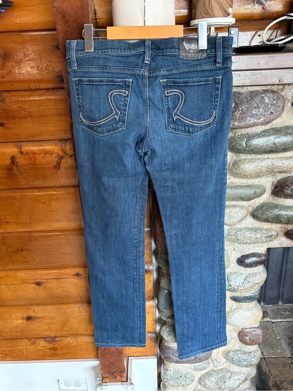 Rock & Republic Stella Y2K Straight Leg Jeans Low Rise Dark Wash